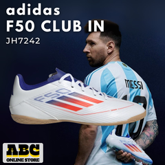 【新品未使用】メッシ着用 カラー アディダス F50 CLUB IN (ホワイト レッド ブルー)  インドア インドア用 / フットサルシューズ 体育館 屋内 シューズ トレーニングシューズ /// コパ トップサラ ティエンポ  トータル90 マーキュリア