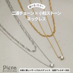 ネックレス 二連チェーン レディース サージカルステンレス 316L 金属アレルギー対応 一粒 小粒ストーン シンプル 上品 エレガント 重ね付け風 シルバー ゴールド アクセサリー 華奢 小ぶり カジュアル 誕生日 記念日 プレゼント ギフト メール便送
