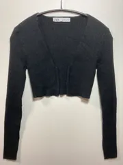 ZARA ザラ リブニット ショート丈 長袖 カーディガン黒  Sサイズ