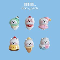 【1つ25円】18個/各3個★デコレーションパーツ　ハンドメイド資材　くま　クマ　アイス　プリン