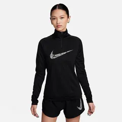 ナイキ 長袖シャツ レディース NIKE Dri-FIT 1/4ジップ ミッド レイヤー 速乾 スポーツウェア ウエア ランニング マラソン トレーニング  運動  黒 ブラック  /FN2637-010