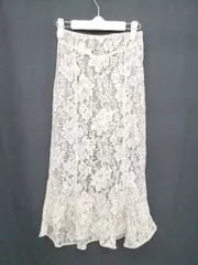 ◇ LIP SERVICE リップ サービス 総レース マーメード キレイめ 膝下丈 台形 スカート サイズS アイボリー系 レディース P  【1403110017620】