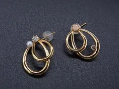 ■新品■未使用■ 4℃ ヨンドシー K10 10金×SV925 ラインストーン ピアス アクセサリー レディース ゴールド系 AZ8646