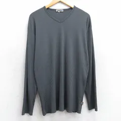 L/古着 長袖 トップス メンズ 無地 Vネック 濃グレー 25sep03 中古