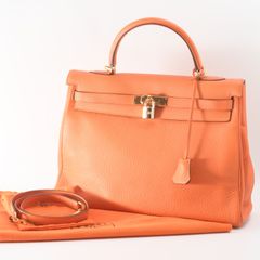 【期間限定＋特別価格3/31まで】HERMES エルメス ケリー 35 トゴ ハンドバッグ トートバッグ オレンジ ゴールド金具 □G刻印 保存袋 クロシェット カデナ カギ ショルダーストラップ 付き レディース メンズ （259）