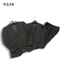 P.S.FA パーフェクトスーツファクトリー 通年 総裏★ ストライプ 3ピース セットアップ スーツ Sz.Y5 メンズ ビジネス