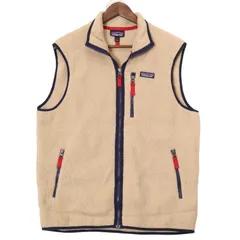 00年代 patagonia パタゴニア レトロパイルフリースベスト アウトドア アイボリー (メンズ L) 中古 古着 A1093