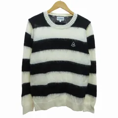 パーリーゲイツ PEARLY GATES ジャックバニー Jack Bunny!! 美品 近年モデル ニット セーター ボーダー モヘア混 ロゴ ワッペン 白 ホワイト 黒 ブラック 5 約Lサイズ ■GY19 0621のサムネイル