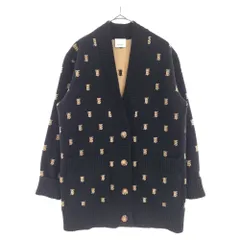 BURBERRY (バーバリー) TB MONOGRAM WOOL CARDIGAN TBロゴ総柄ニットVネックカーディガン ウールカーディガン 8021032 ブラック/ベージュのサムネイル