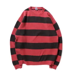 00's ギャップ GAP 太ボーダー クルーネック コットン ニットセーター (M) 赤×茶系 無地 00年代 旧タグ オールド Y2K アメリカ古着 USED  ビンテージ ヴィンテージ