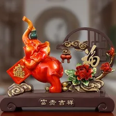 象 ゾウ 置物 オブジェ 赤 レッド ブラウン 豪華 装飾 富 繁栄 樹脂素材 高級感 運 開運 商売繁盛 黄金 オブジェ 置物 インテリア 玄関 リビング 風水 縁起物 贈り物 プレゼント