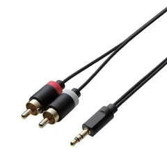 【新品】 エレコム AVケーブル/音楽伝送/3.5φ-RCAピンプラグ×2/ブラック/2.0m DH-MWRN20