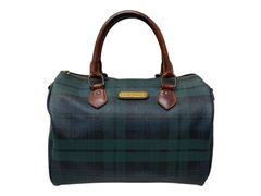 POLORALPH LAUREN (ポロラルフローレン) ブラックウォッチ ミニボストンバッグ ハンドバッグ グリーン系 ブラウン メンズ/027