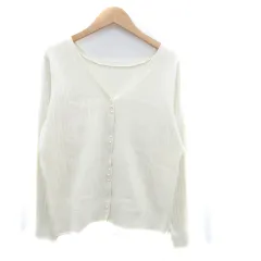 ロペピクニック ROPE Picnic ニットカーディガン Vネック ミドル丈 フェイクパール 38 オフホワイト /HO13
