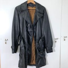 人気 LEMONTE社 レザージャケット 羊革 ラム革 ブラック ロング レトロ 