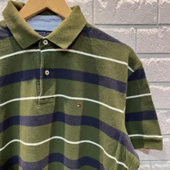 古着　L トミーヒルフィガー　ポロシャツ　カーキ　ボーダー