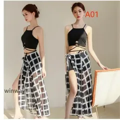 水着 レディース 3点セット 体型カバー水着 40代 30代 20代 50代 ママ水着 セパレート ハイネック タンキニ パレオ付き ハイウエスト ショ EwzO709