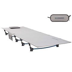 アウトドアベッド 折りたたみ 軽量 コンパクト200x69cm ロング コット ロー 航空アルミ 耐荷重120kg キャンプ 簡易ベッド ハイキング 野外 FUNDANGO 収納袋付き (グレー)