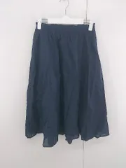 ◇ Discoat Parisien 大人可愛い シンプル 無地 ウエストゴム 膝下丈 ギャザー スカート サイズF ネイビー レディース E  【1306210014776】
