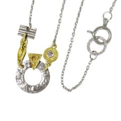 本物 ラ ルー LA-ROUX ダイヤモンド 0.06ct Pt900 k18 YG ネックレス ペンダント プラチナ イエローゴールド アクセサリー ジュエリー 中古 【フォロー割】