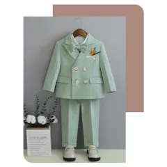 ☆ グリーン ☆ 150cm ☆ 男の子 フォーマルスーツ pkxt8896 フォーマルスーツ 男の子 スーツ フォーマル 子供スーツ キッズスーツ 子供服 ジャケット ベスト ズボン 蝶ネクタイ ジュニア キッズ おしゃれ 韓国 お祝い 入学式 卒園式