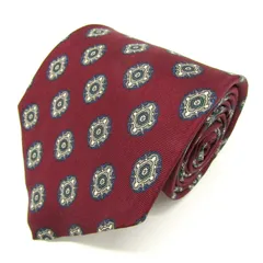 クリスチャンディオール ブランド ネクタイ 小紋柄 幾何学模様 シルク アメリカ製 PO メンズ ワインレッド Christian Dior 【中古】