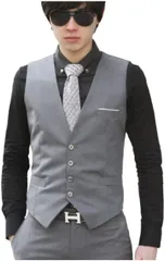 RED RAY レッドレイ ベスト ジレ スーツ フォーマル 胸ポケット(グレー,  L)