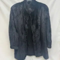 K【保管品】サガミンク 毛皮 ミドル丈 ロング丈 コート ブラック 名前入り