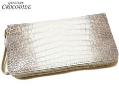 財布 ヒマラヤクロコダイル センター取り 一枚革 長財布 ワニ革 ヒマラヤ クロコダイル 財布 本革サイフ ラウンドファスナー ウォレット 小銭入