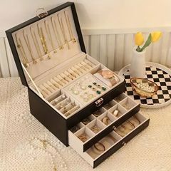 キルティング ジュエリーボックス 収納ケース ブラック Darich