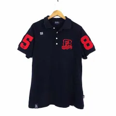 パーリーゲイツ PEARLY GATES レア 希少 ポロシャツ ゴルフウエア 25周年 限定 デザイン 鹿の子 半袖 襟裏ロゴ ナンバー 刺繍 7 XL 紺 ネイビー 赤 大きいサイズ 国内正規品