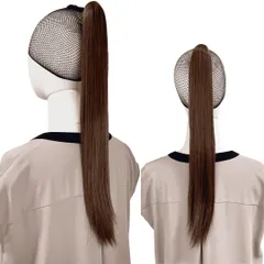 Luce brillare ポニテールウィッグ クリップ ストレート エクステ レディース ウィッグ グラデーション ハイライト ロング 短い 30cm 40cm 50cm 60cm 耐熱 子供 キッズ 髪飾り カラフル メ [ベージュブラウン] [50cm]