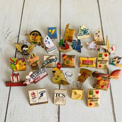 【フランス直輸入】ピンズ 30個 まとめ ピンバッジ ヴィンテージ 留め具付 J007