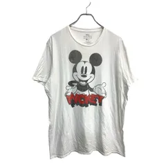 Disney 半袖 プリント キャラクター Tシャツ Ｌサイズ ディズニー ミッキー ホワイト コットン 古着卸 アメリカ仕入 t2410-3147