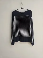 SANDRO(サンドロ) 正規品 ストライプ 長袖 ニット ネイビー