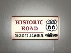 【Lサイズ 壁掛け オーダー無料】ルート66 ROUTE66 ヒストリックロード シカゴ サンフランシスコ アメ車 クラシック 旧車 ガレージ ダイナー カフェ バー ビンテージ 店舗 自宅 照明 サイン ランプ 看板 置物 アメリカン雑貨 電飾看板 電光看板