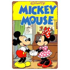 【824】新品 レトロ ブリキ看板 ★ Disney Mickey Mouse ★ ミッキーマウス ミニーマウス ディズニー アメリカン雑貨 ガレージ フェンス ヴィンテージ