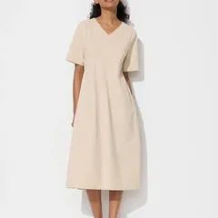 UNIQLO ユニクロ エアリズム Vネック ウルトラストレッチエアリズムワンピース ベージュ ナチュラル 30 NATURAL S M