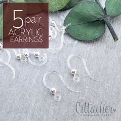 ＊5ペア＊ 樹脂フックピアス パーツ ステンレスボール付き 銀色 pe047