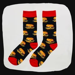 ハンバーガー ブラックレッド クルーソックス #204