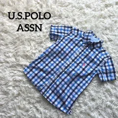 U.S.POLO ASSN 120 青　チェック　シャツ　子供　ブルー