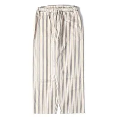 美品 unfil アンフィル パンツ サイズ:3 ストライプ コットン ワイド イージー パンツ Drawstring wide easy pants ベージュ ネイビー ボトムス ズボン ブランド カジュアルのサムネイル