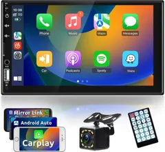 7インチ 2DIN カーステレオ CarPlay Android Auto対応 Bluetooth強化 HDバックカメラ付き タッチスクリーン MP5プレーヤーのサムネイル