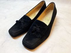 MER724  Salvatore Ferragamo（サルヴァトーレ・フェラガモ） 黒 ブラック スエード パンプス レディース 4（1/2） 23.5cm