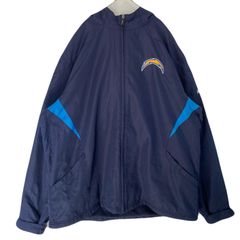 【海外規格XL】古着　Reebok　ナイロンジャケット　NFL　San Diego Chargers　刺繍ロゴ　バックロゴ