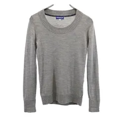 バーバリーブルーレーベル ウール100％ 三陽商会 長袖 ニット 38 グレー系 BURBERRY BLUE LABEL ロゴ セーター レディース 【中古】  【230916】