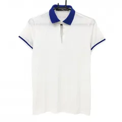 【美品】RLXラルフローレン 半袖ポロシャツ 白×ブルー スキッパー レディース M/M ゴルフウェア Ralph Lauren
