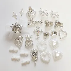 No.304　白　量産型　姫　地雷系　リボン　ネイルパーツ　セット