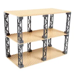 INIBUD 基礎板 ブロック プレート クラシック 互換性 16×32ポッチ 両面 柱付き 板3枚 柱12本 セット (ベージュ)