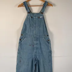 古着 80's/80年代 ヴィンテージ リー Lee USA製 オーバーオール デニム ワーク ワンポイントロゴ ペインター 大きいサイズ  ブルー系 メンズ